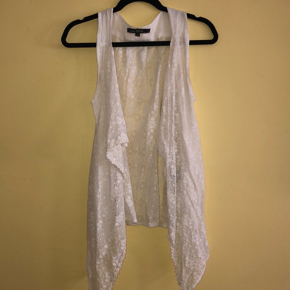 White floral lace coverup